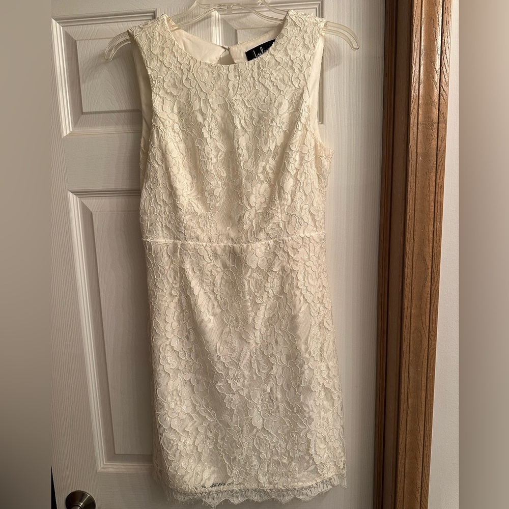 Lulu's Lace Overlay Sleeveless Dress - Cream